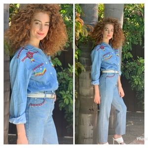 Vintage 80s 2 piece set mom jeans & western top S